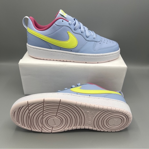 Nike Court Borough Low 2 Big Girl COBALT BLISS/LT LEMON TWIST - Picture 15 of 17